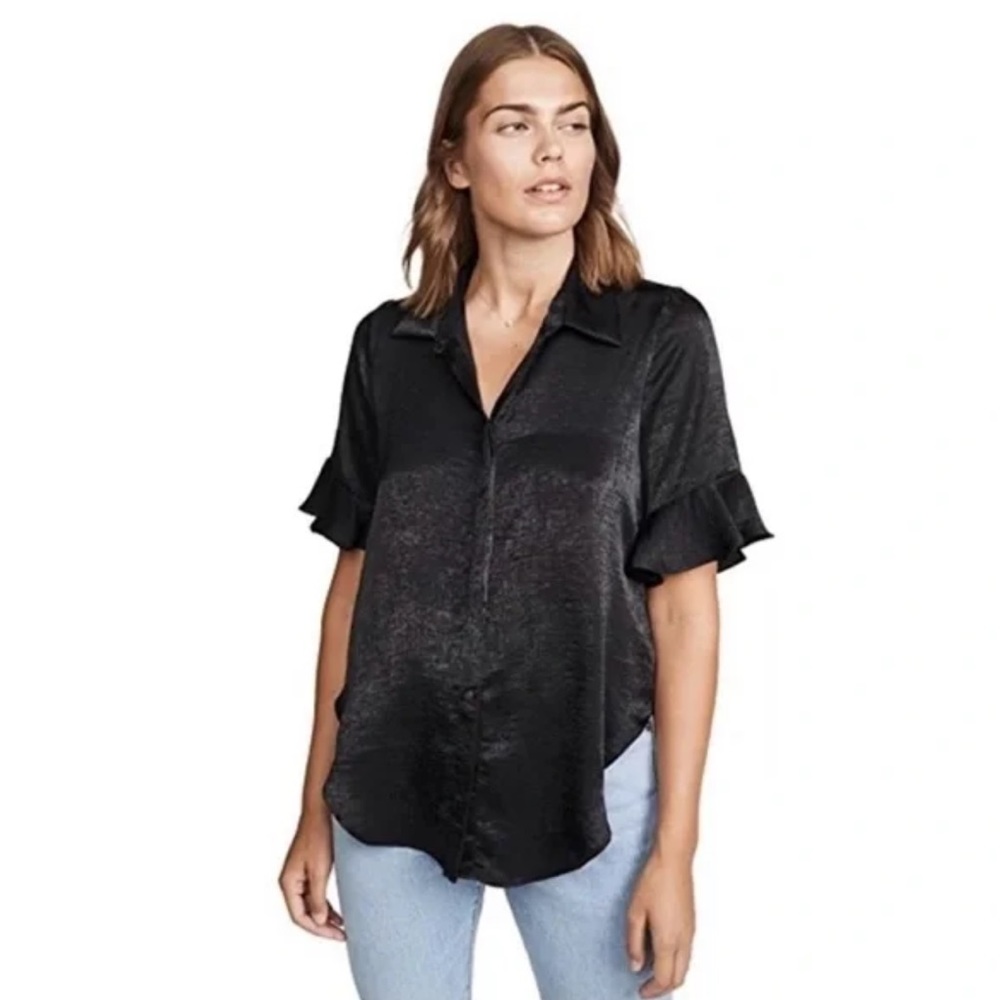 Misa Zadie Short Sleeve Top Size XS Black
